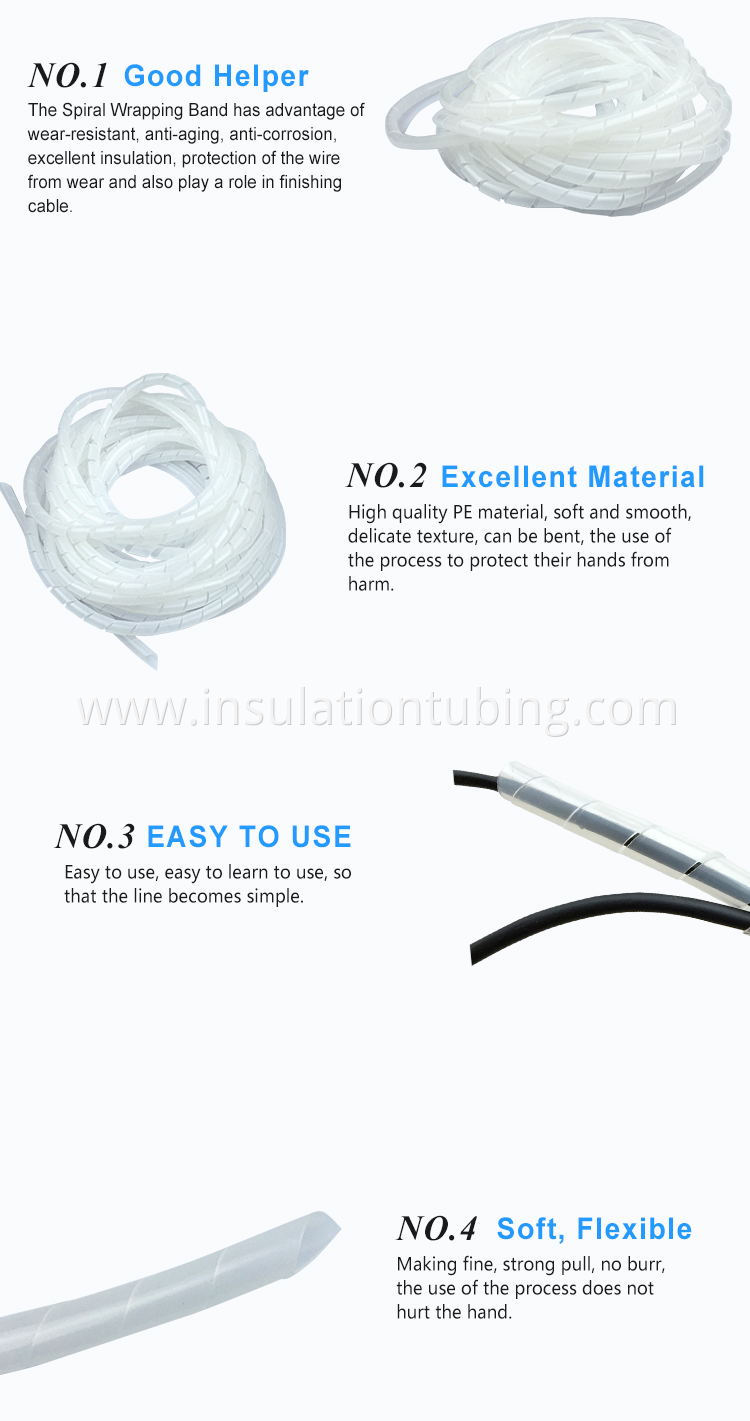 High Quality PE Plastic Electrical Wire Spiral Wrapping Band